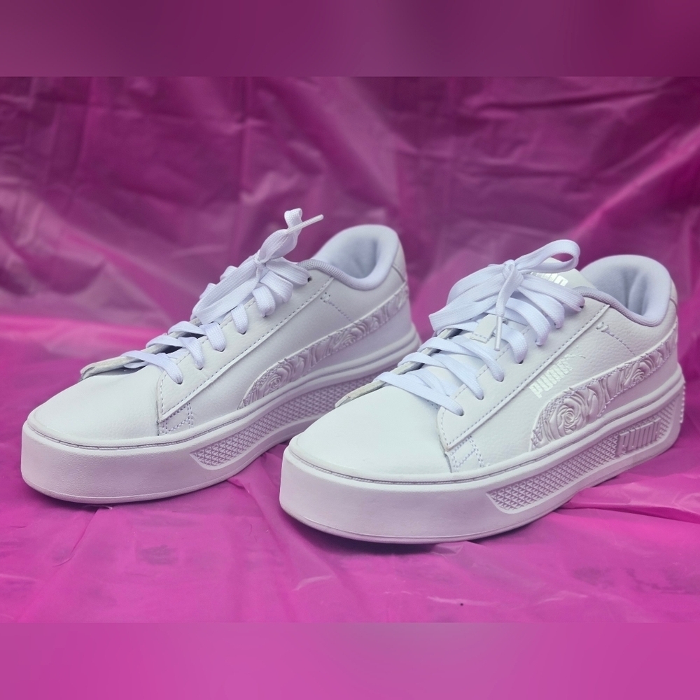Puma Women's White Floral Platform Sneakers